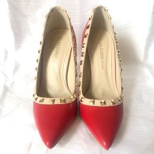 Red studded heels
